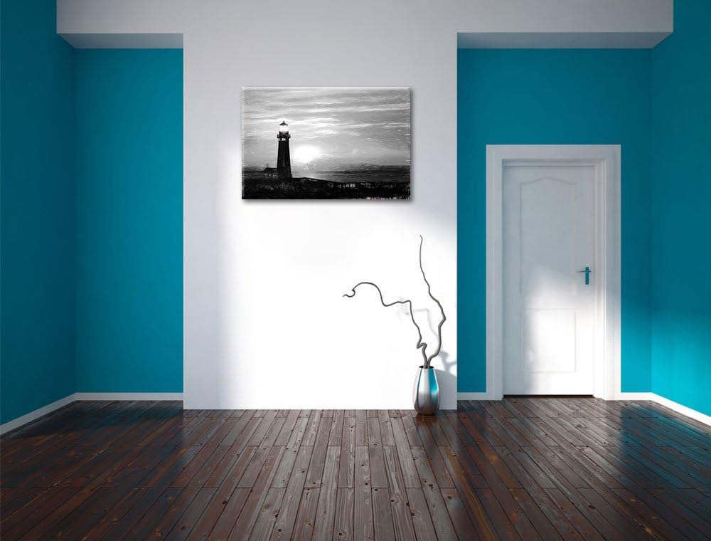 Pixxprint Leuchtturm im Sonnenuntergang als Leinwandbild/Grösse: 100x70 cm/Wandbild/Kunstdruck/ferti