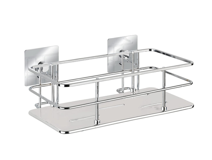 WENKO Turbo-Loc® Edelstahl Wandablage Quadro - Befestigen ohne Bohren, Edelstahl rostfrei, 24 x 10 x