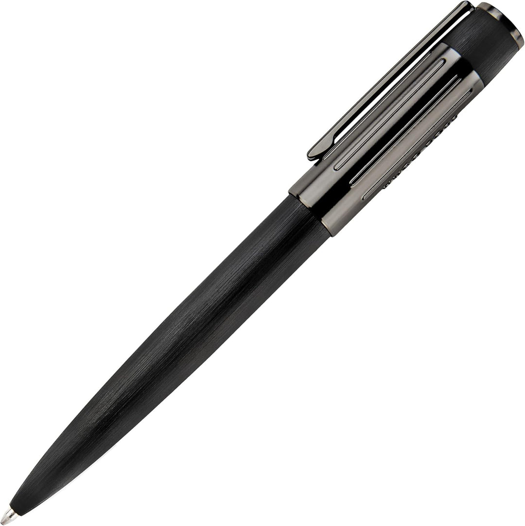 Hugo Boss Kugelschreiber Gear Ribs aus Messing hergestellt, Farbe: Dunkelgrün/Schwarz, Abmessung: 11