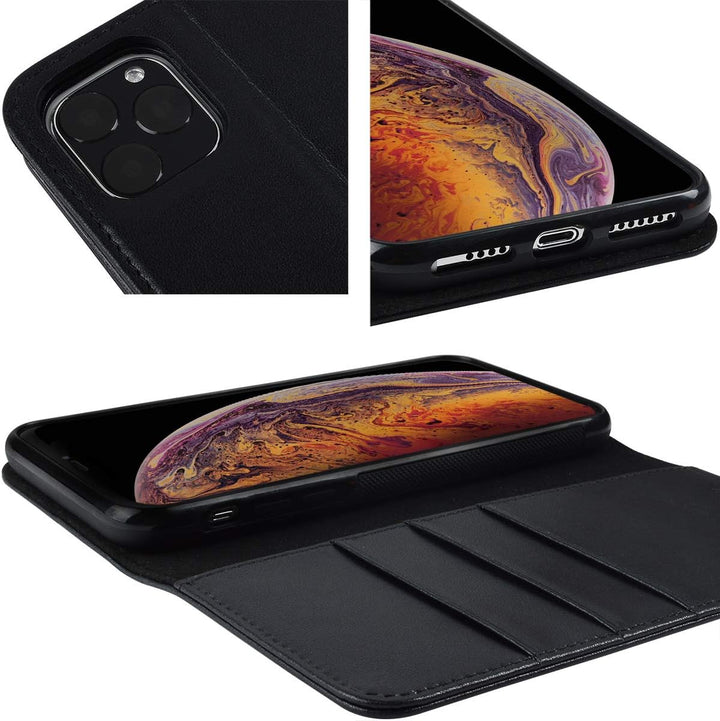 VISOUL Hülle für iPhone 11 Pro Max, Stossfeste Handyhülle [Rindsleder], TPU Magnetische Klapphülle K