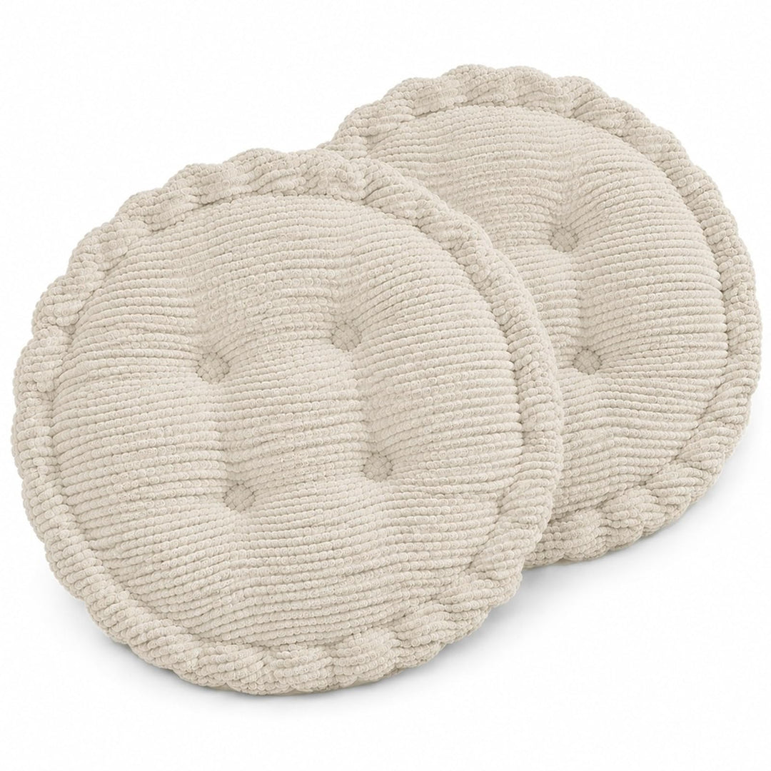 Sitzkissen Stuhlkissen Outdoor, 2er Set Sitzkissen Rund 40x40cm | Dicke Steppkissen Bodenkissen Gart