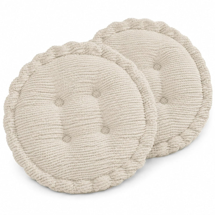 Sitzkissen Stuhlkissen Outdoor, 2er Set Sitzkissen Rund 40x40cm | Dicke Steppkissen Bodenkissen Gart