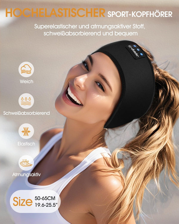 LC-dolida Schlafkopfhörer Bluetooth 5.4, Schlaf Kopfhörer Seitenschläfer Stirnband Kopfhörer Headban