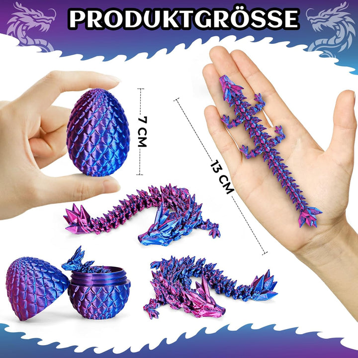 zhancydeal 4er Set Miniatur 3D Drachenfiguren im Drachenei – 12,5 cm bewegliche Drachenspielzeuge fü