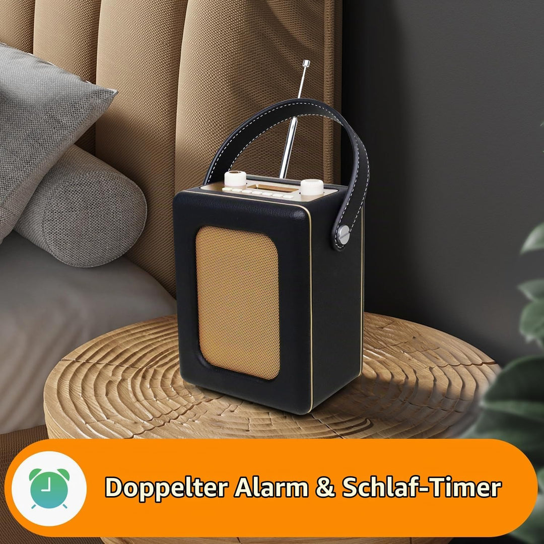 LEMEGA CR9 Tragbares Retro DAB Radio（DAB+,UKW,Bluetooth 5.3, 60 Voreinstellungen,Wecker,2 Weckzeiten