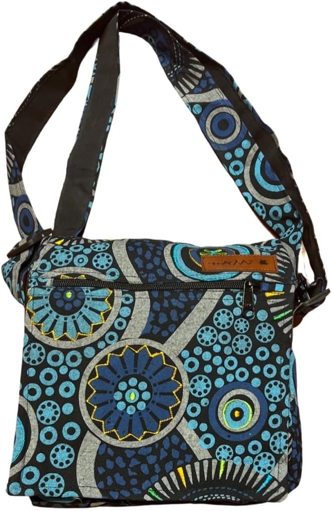 Damen Baumwolle Umhängetasche Indische Ethno Stil Boho Maliprint Tasche Baumwolle satche l mit Klapp
