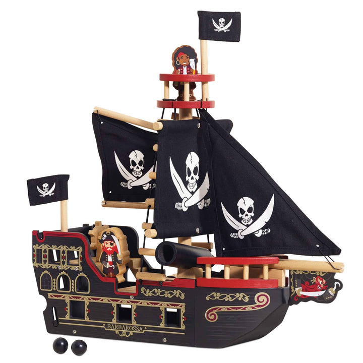 Le Toy Van – Pädagogisches Pirates Collection Piratenschiff „Barbarossa“ aus Holz, mit Kanone, Kanon