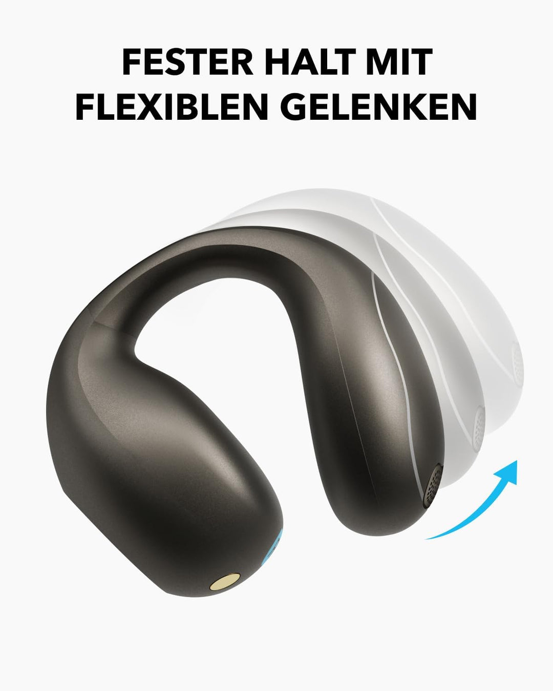 soundcore C40i von Anker, Open-Ear Earbuds, Clip-On Kopfhörer, flexibles Gelenk-Design, Tastensteuer