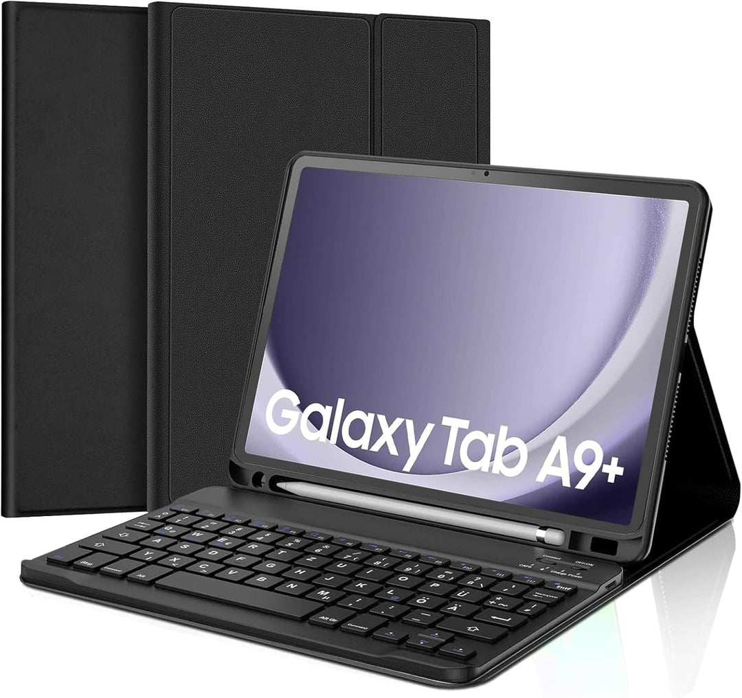 Für Samsung Tablet A9 Plus Tastatur -Für Galaxy Tab A9 Plus Hülle mit Tastatur, (Deutsches) Tastatur