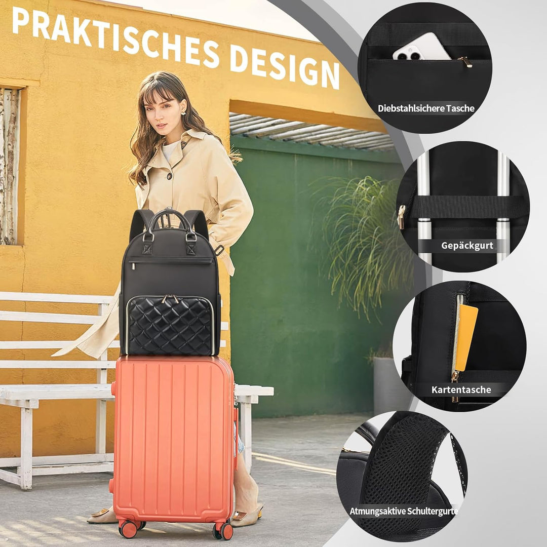 Jetviivid Lunch Rucksack Damen, Laptop Rucksack 15,6 Zoll mit Isoliertes Kühltasche, 2-in-1 Arbeitsr