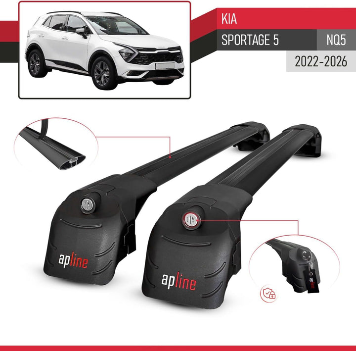 acpar Kompatibel mit Kia SPORTAGE (NQ5) 2022-2023 Relingträger ACE-2 Dachträger Gepackträger SCHWARZ