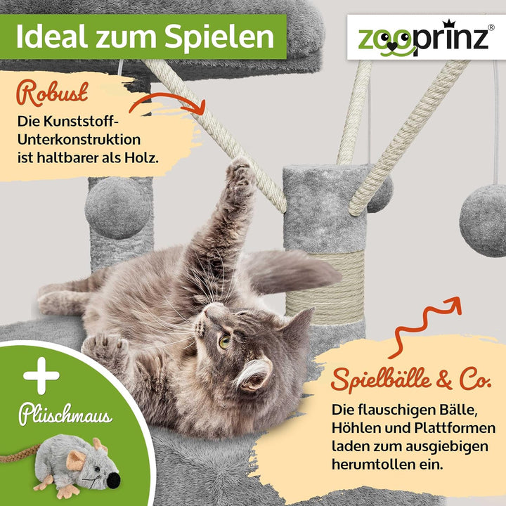 zooprinz Premium Kratzbaum – Grosser XXL Kletterturm für kleine & grosse Katzen - Breiter Kratzbaum
