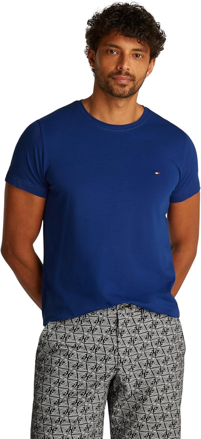 Tommy Hilfiger Herren T-Shirt Kurzarm Rundhalsausschnitt XS Blue (Wedge Blue), XS Blue (Wedge Blue)