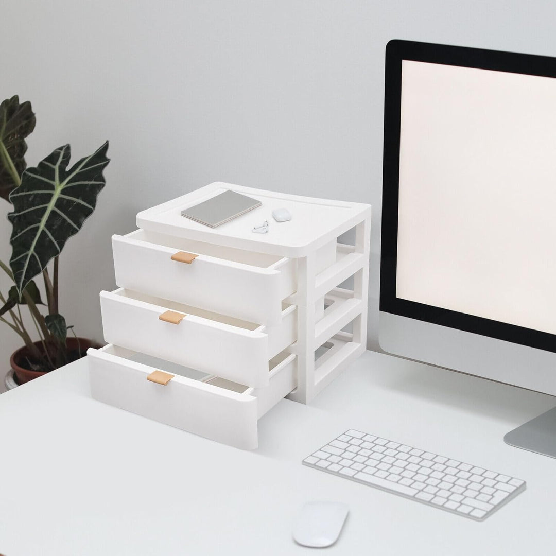 Schubladenbox, Schreibtisch-Organizer mit Schublade, Schreibtisch-Aufbewahrungsbox 3-lagen Schublade