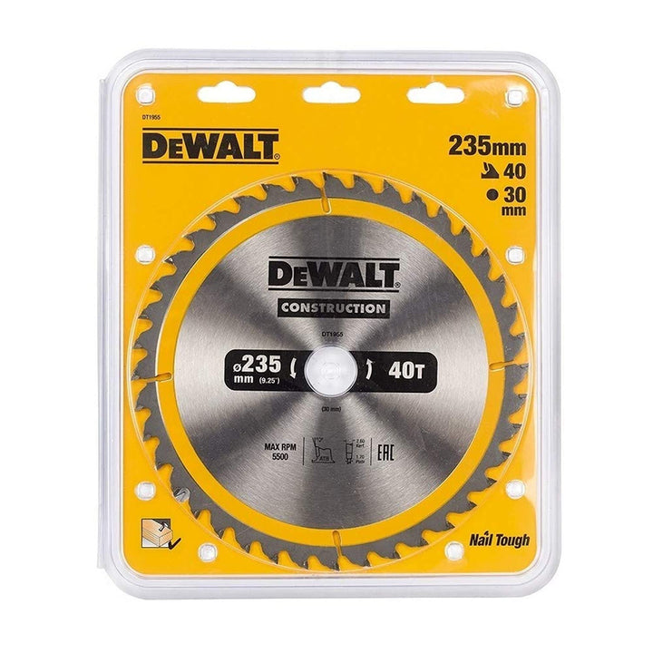 DeWalt Bau-Kreissägeblatt für Stationärsägen/Kreissägenblatt (235/30 mm 40WZ, universeller Einsatz u