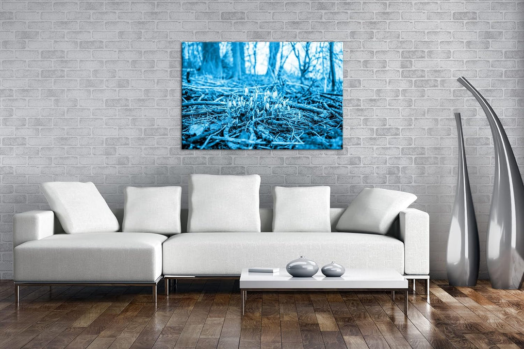 deyoli Der Frühling kommt - wachsende Schneeglöckchen Format: 80x60 Effekt: Monocrome Blau als Leinw