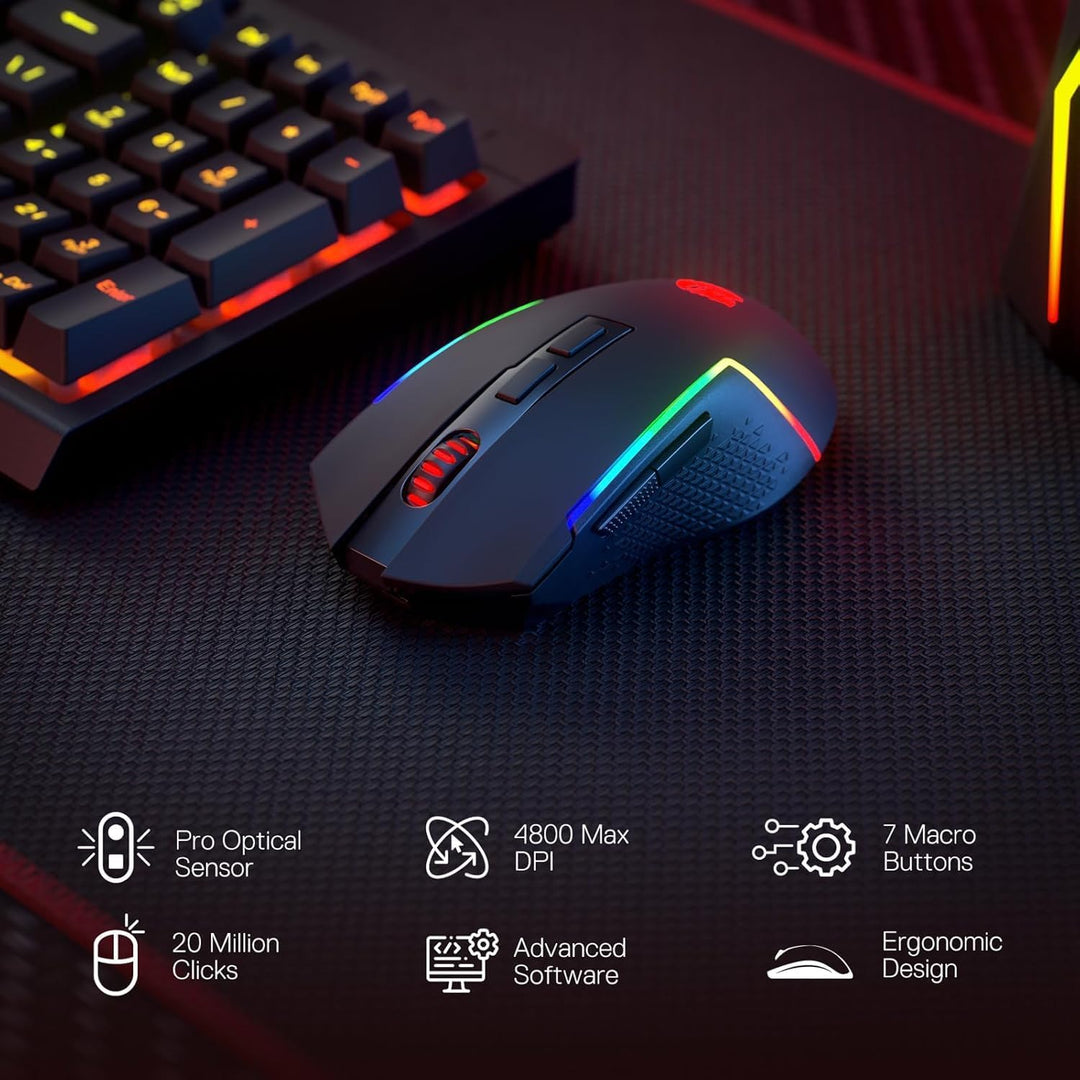 Redragon CB204 Gaming-Tastaturen &amp; -Mäuse Combos 3 Moden Membran | 2.4G BT Kabel RGB Tastatur Maus M