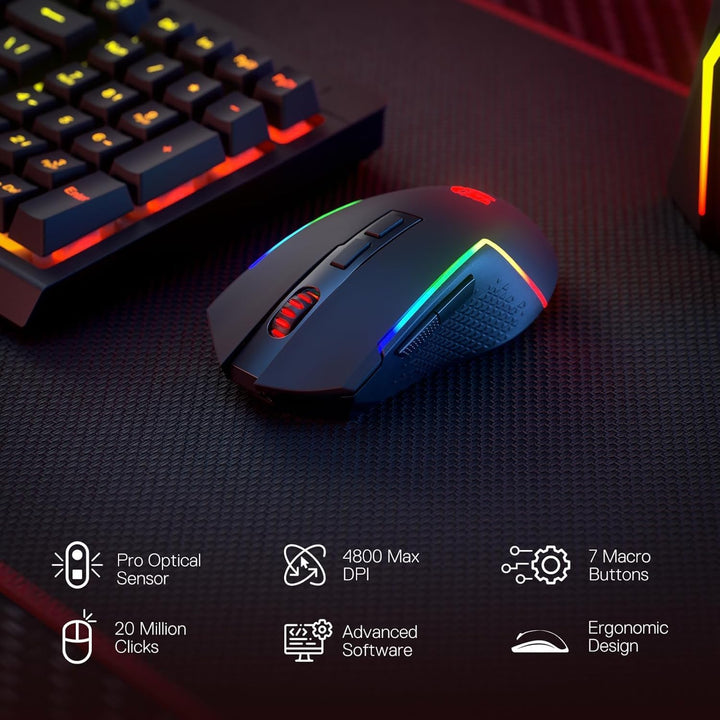 Redragon CB204 Gaming-Tastaturen &amp; -Mäuse Combos 3 Moden Membran | 2.4G BT Kabel RGB Tastatur Maus M