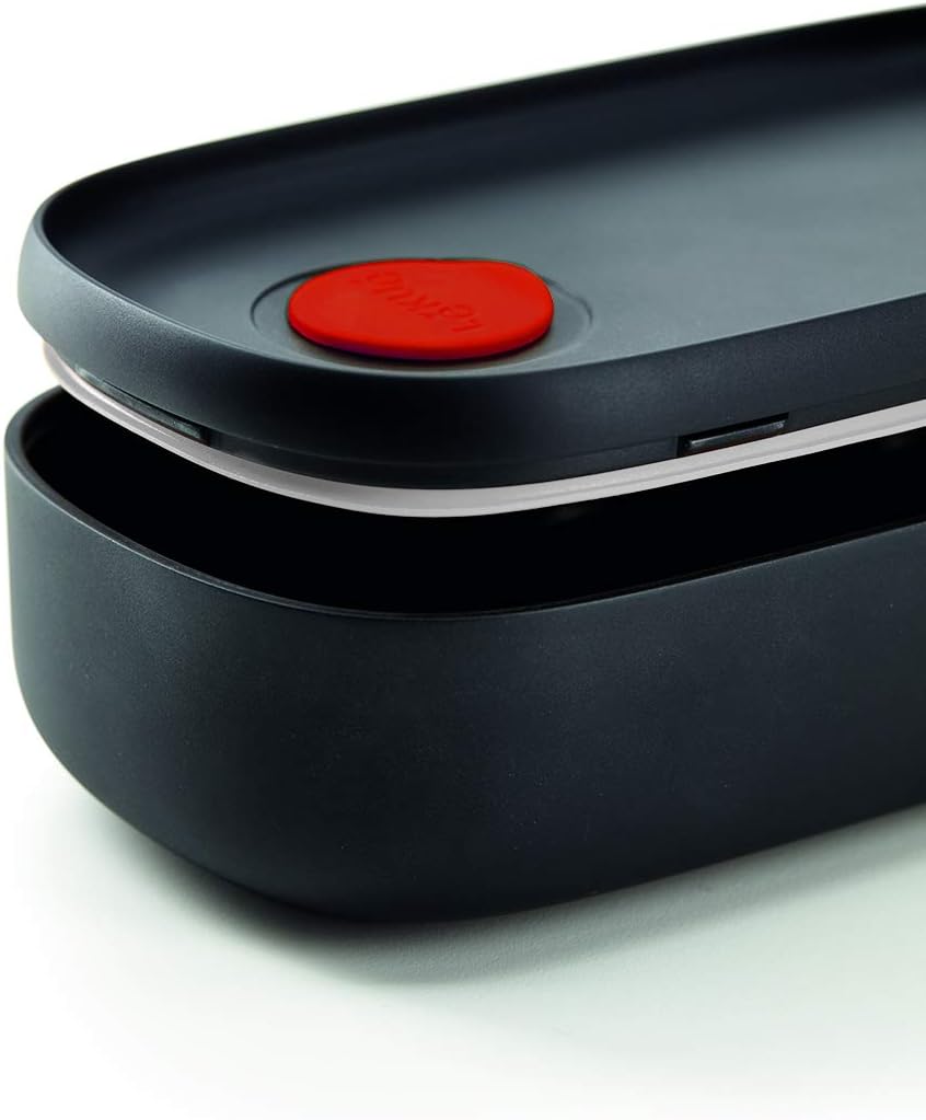 Lékué Hermetische Lunchbox für Lebensmittel mit Besteck, Polypropylen, schwarz, Standard, 19x10x11 c