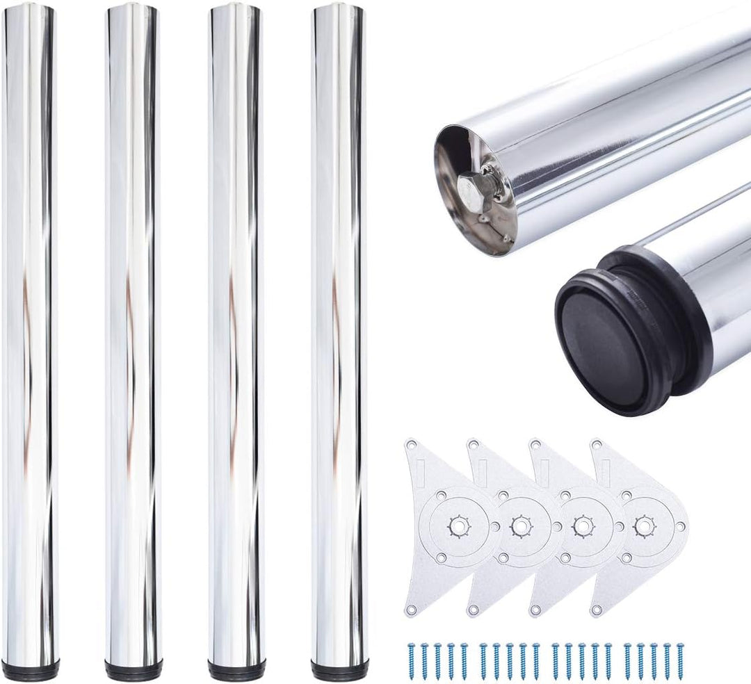 Sossai® Premium Tischbeine TBCH | höhenverstellbar | Design: Chrom | 4 Stück | Höhe: 71 cm (710 mm)