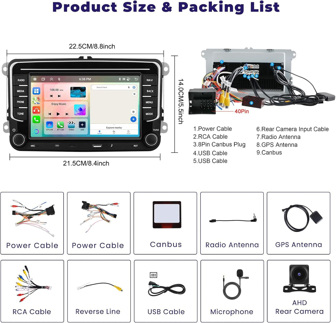 8 Core 4+64GB Android Autoradio für VW Golf 5 Golf 6 Skoda Polo Passat Tiguan Touran Wireless Carpla