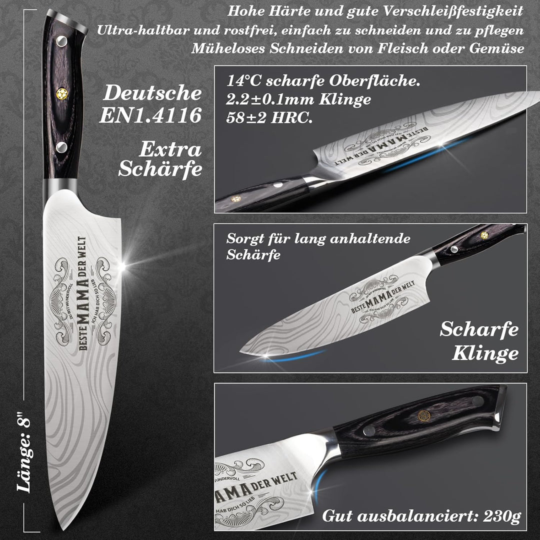 Küchenmesser Scharf Geschenke für Mama Weihnachten - 34 Cm Kochmesser Profi Messer, Weihnachtsgesche