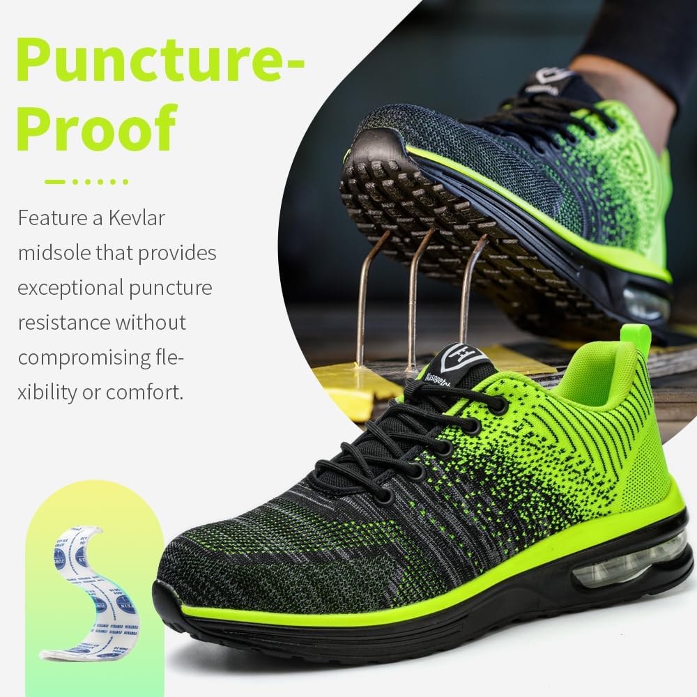 Nasogetch Sicherheitsschuhe Damen Herren Stahlkappenschuhe Arbeitsschuhe Sportlich Atmungsaktiv 37 E