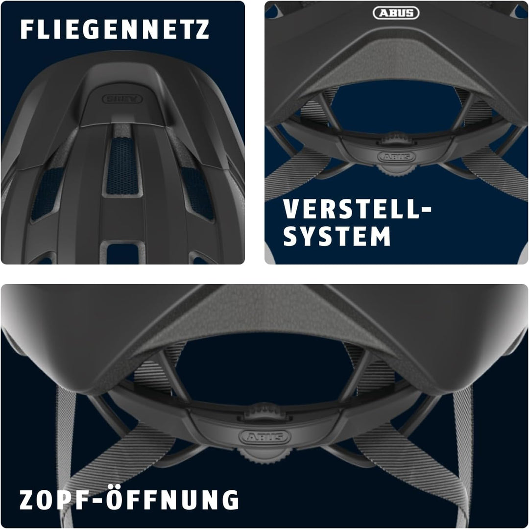 ABUS Rennradhelm Macator - sportiver Fahrradhelm für Einsteiger - auch für Zopfträger/-innen - für D