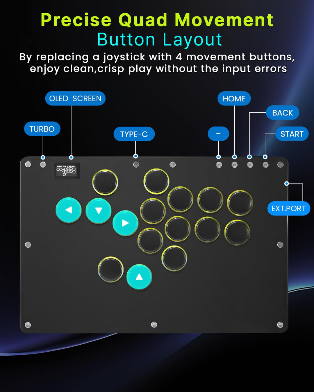 Semaiki Arcade Stick, T16 Arcade Controller mit Turbo und benutzerdefiniertem RGB, Arcade Fight Stic