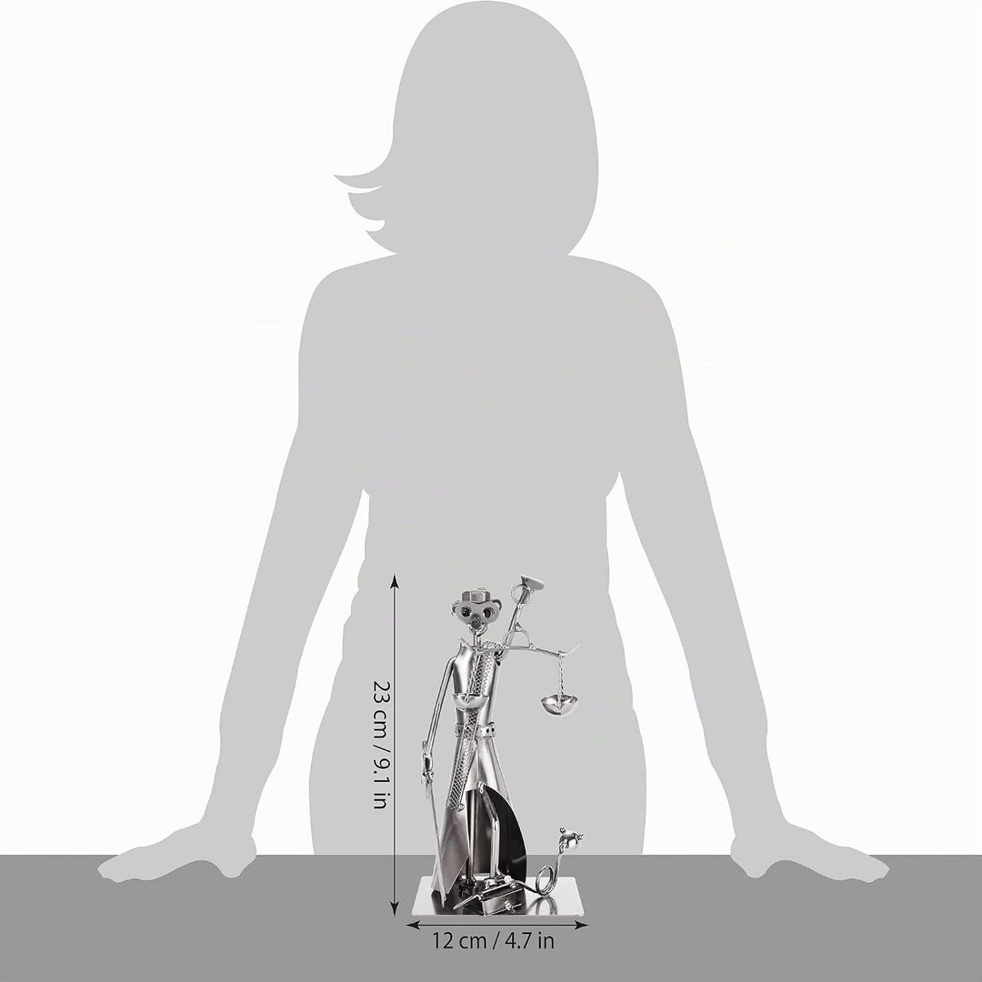 BRUBAKER Schraubenmännchen Justitia mit Schlange und Waage - Jura Eisenfigur Metallmännchen - Handar