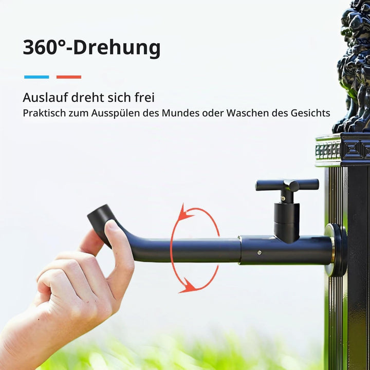 Kaltwasserhahn Wandmontage Schwarz, Kalter Waschtischarmatur Wandmontierte Wasserhähne Garten Lang,