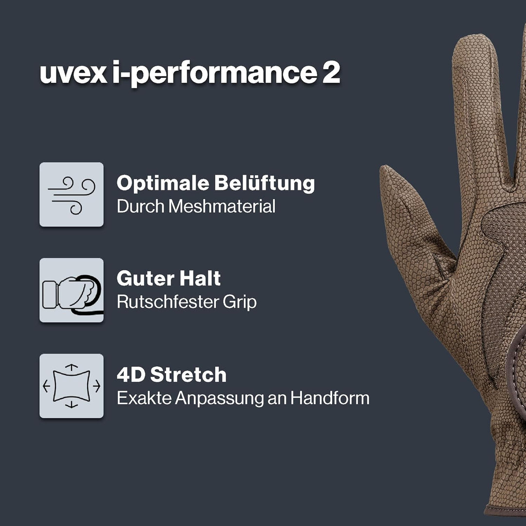 Uvex I-Performance 2 Reithandschuhe 7.5 Braun, 7.5 Braun