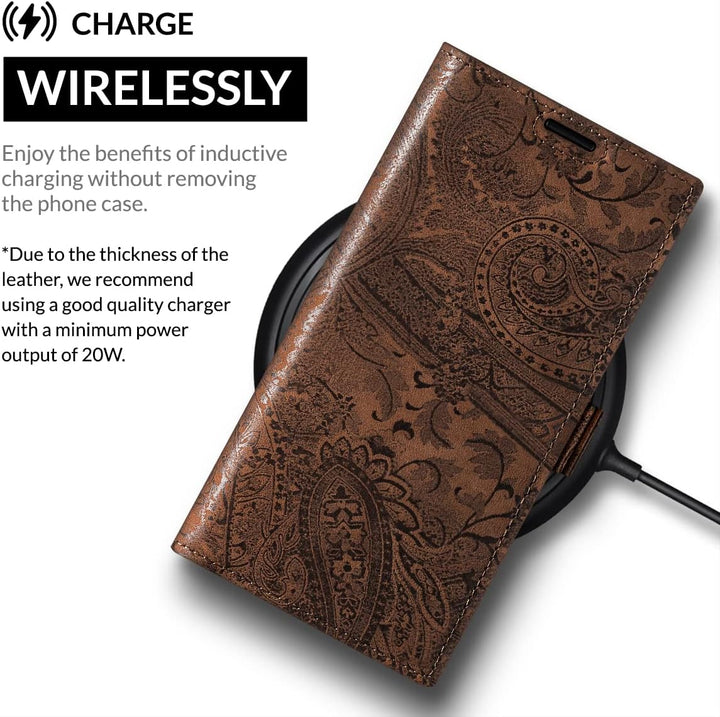 SURAZO Slim Magnet Handyhülle für Samsung Galaxy S23 Ultra Hülle Leder – Klappbare Echtleder Schutzh