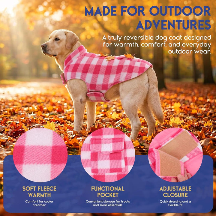 ASENKU Hundemantel für Grosse Hunde 2XL,Warme Hundemantel Winter, Fleece Hundejacke Reversible wasse