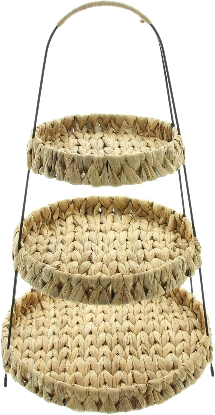Dekoleidenschaft Etagere Wasserhyazinthe 52 cm hoch mit 3 Etagen, Obstetagere, Servierplatte, Cupcak