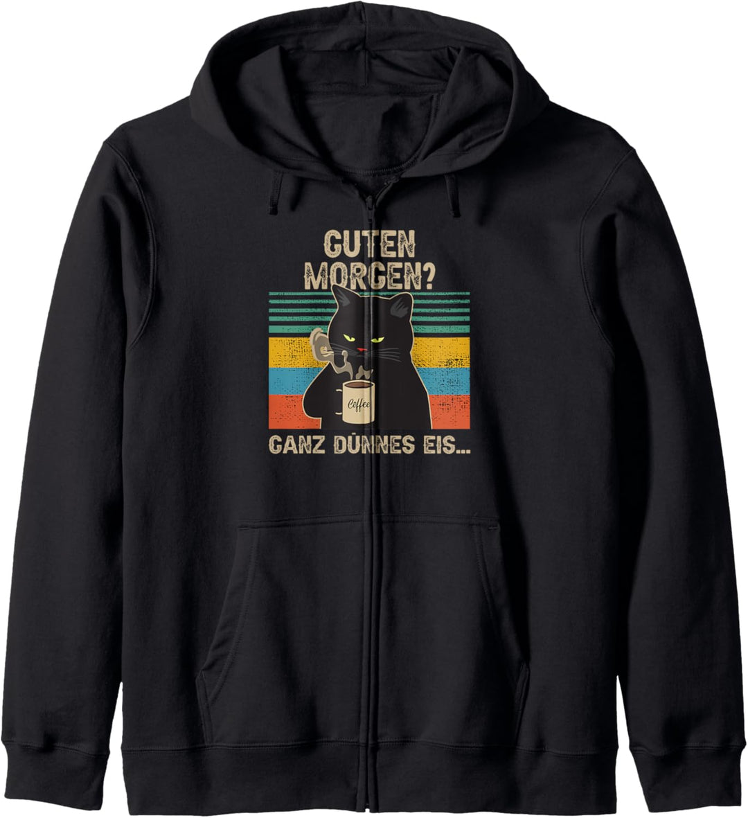Guten Morgen ganz dünnes Eis Katze Kaffee Kapuzenjacke