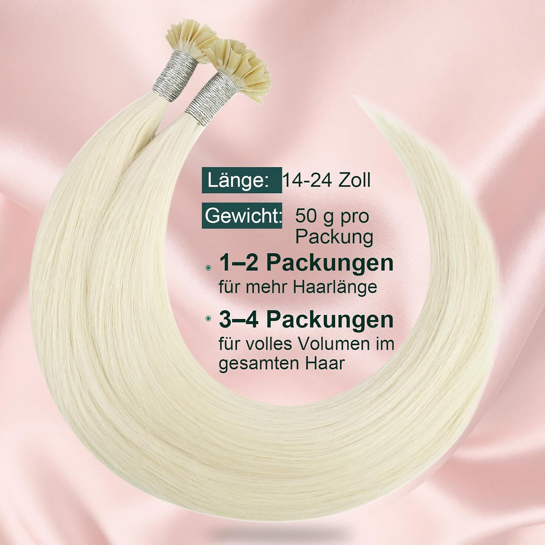 Easyouth Extensions Echthaar Bondings Blond Echthaar Bonding Extensions Keratin Platinblond 55cm Bon