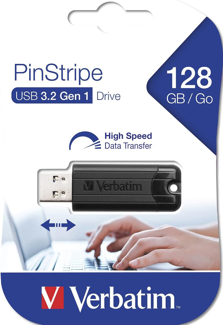 Verbatim PinStripe USB-Stick - 128 GB - High-Speed 3.0-Schnittstelle, externer Speicherstick mit Sch