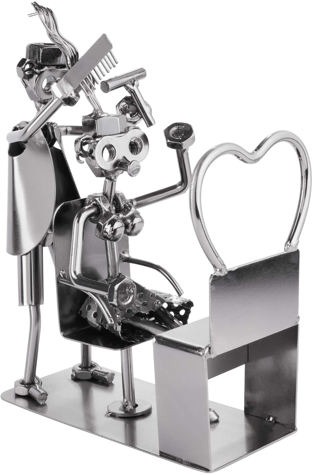 BRUBAKER Schraubenmännchen Friseur - Handarbeit Eisenfigur Metallmännchen Frisör - Metallfigur Gesch