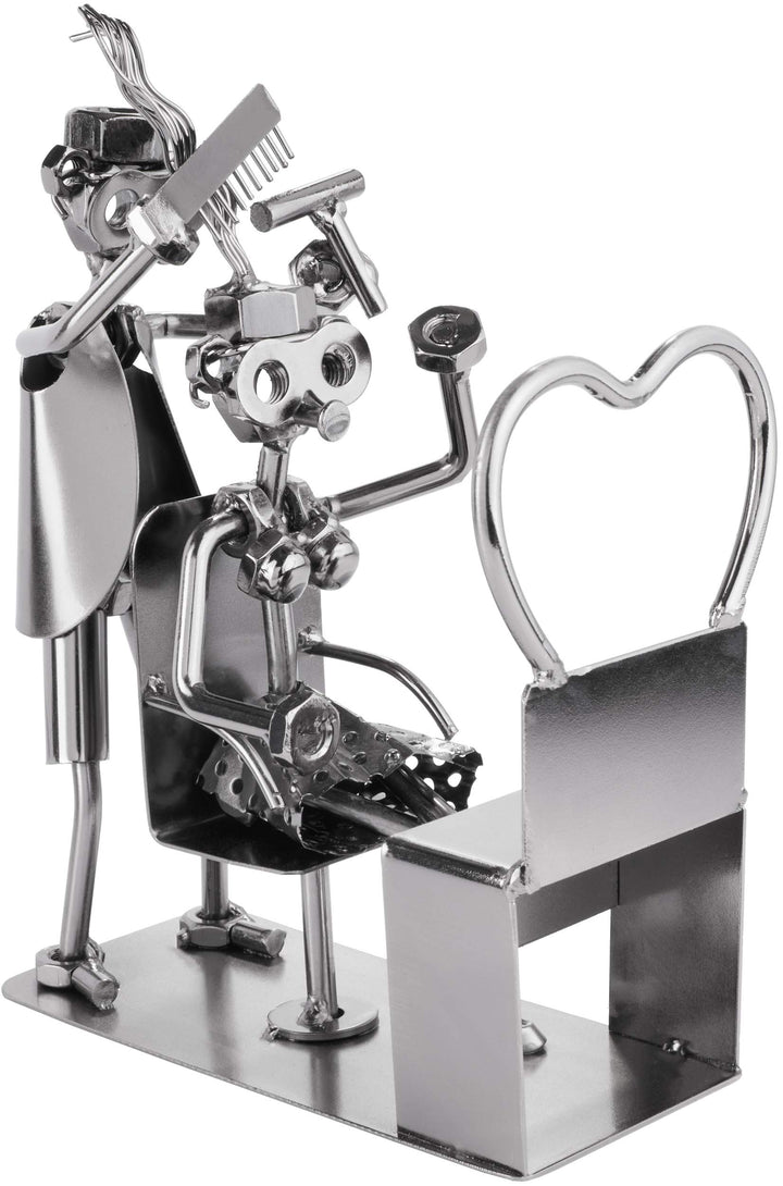 BRUBAKER Schraubenmännchen Friseur - Handarbeit Eisenfigur Metallmännchen Frisör - Metallfigur Gesch
