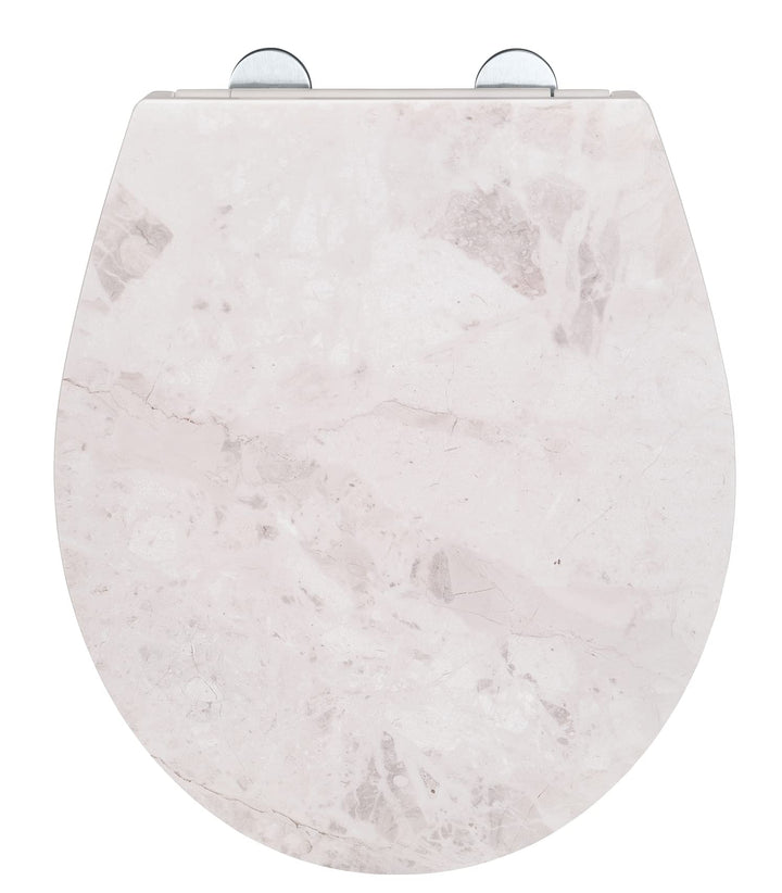 WENKO WC-Sitz White Marble, robuster Toilettensitz aus antibakteriellem Duroplast mit Absenkautomati