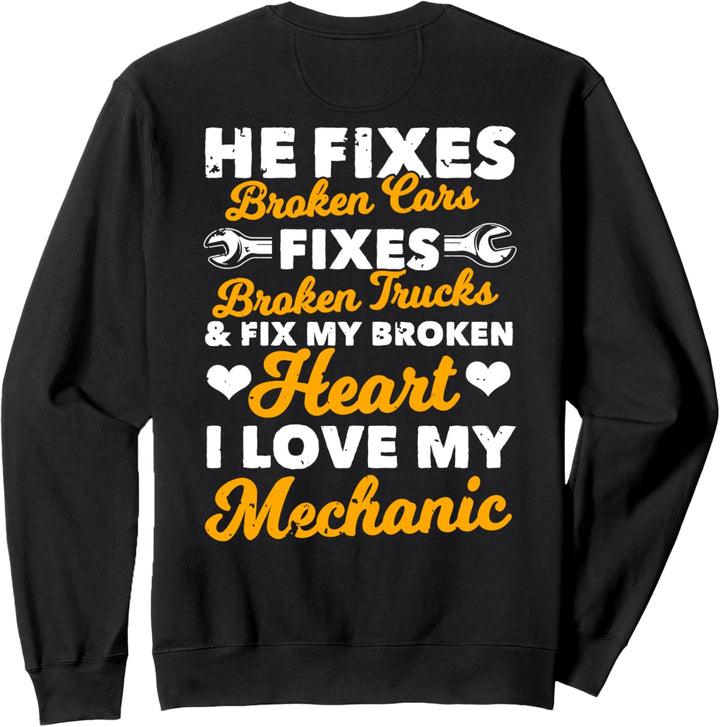 Mechanic Gifts Funny Car Repair Design On Back Sweatshirt