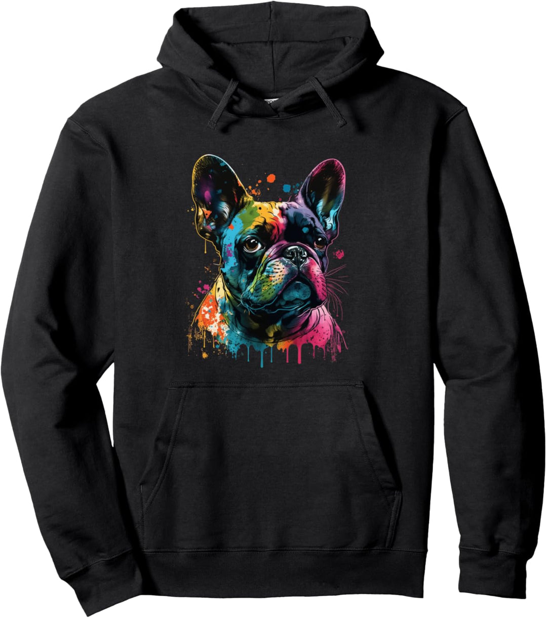 Französische Bulldogge Pop Art I Splash Art Frenchie Pullover Hoodie