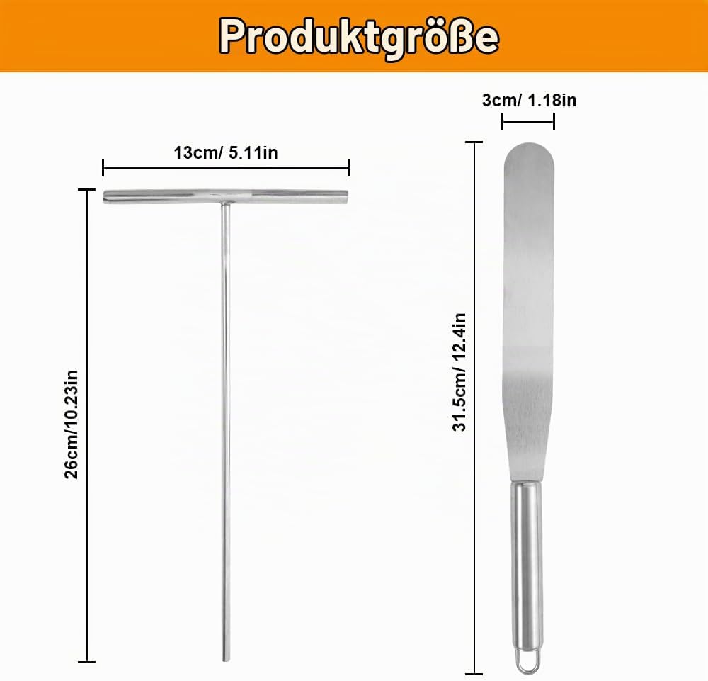 2 Stück Crepes Verteiler Spatel, Edelstahl Teigverteiler Crepe Spatel, Crepes Verteiler und Wender S