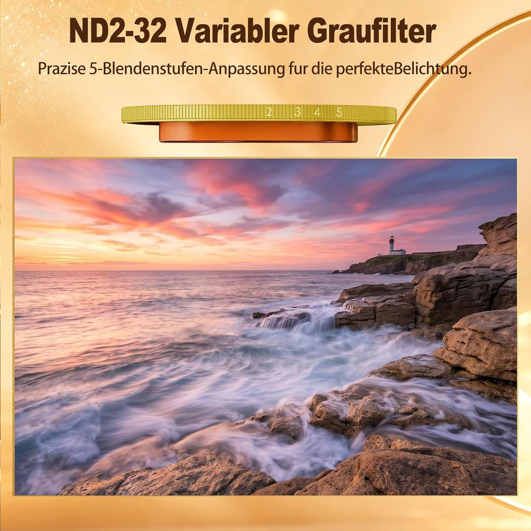 Snap-On Verstellbarer ND-Filter VND2-32 für iPhone 17 Pro &amp; Pro Max | 9,5g Ultraleichter Polfilter m