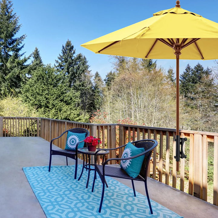 VANROUG Robuster Balkonschirmhalter, Klemme, Gartenzaun, Sonnenschirm, Terrassendielen, Klemmbereich