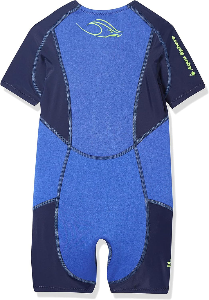 Aqua Sphere Unisex Jugend Stingray Hp Short Sleeve Wetsuit, Blau/Navy, 116 (Herstellergrösse: 6 Jahr