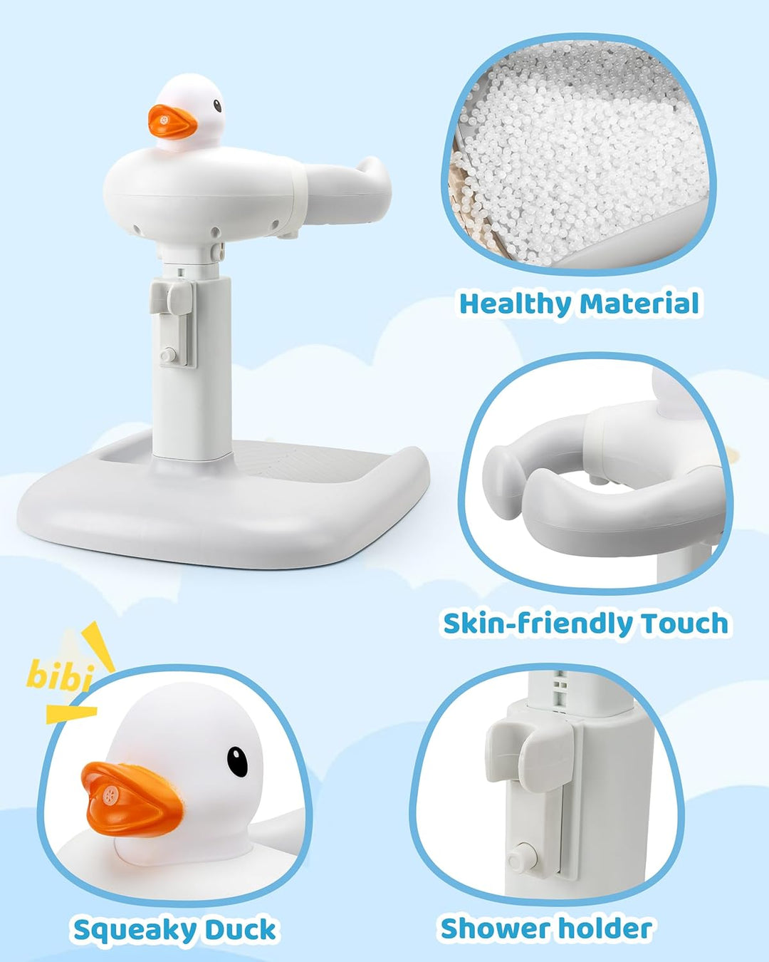 Höhenverstellbar Baby Badewanne Gestell mit Sitz: Stand Dusche with Seat für ab 6 Monate Kinder - An
