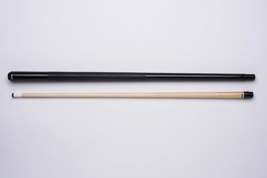 CUEL Code Black Billard-Queue schwarz für Poolbillard, 2-teilig, mit Vollholz-Oberteil, Leinen-Griff