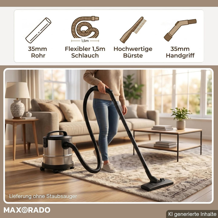 1,5m Set Ersatzteile Staubsaugerrohr Handgriff Staubsaugerschlauch Bodendüse Bürste passend für Faki